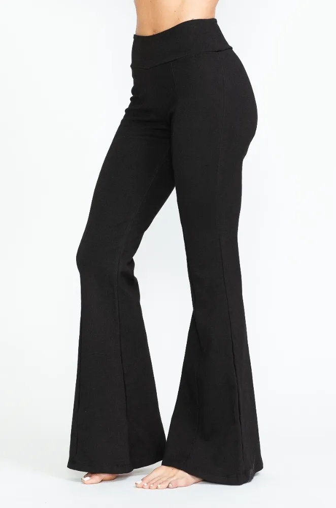•DAKOTA - BLACK• ponte stretch knit bell bottoms