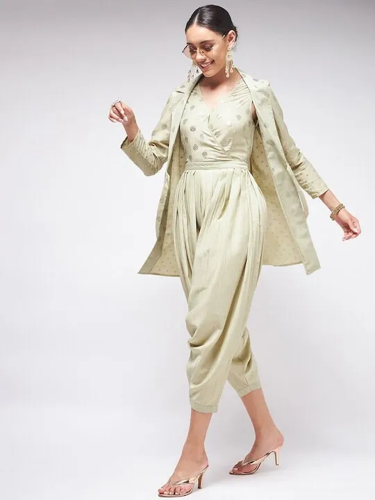 Designer Dhoti Jumpsuit With Jacket For Women, Indo Western Outfit
