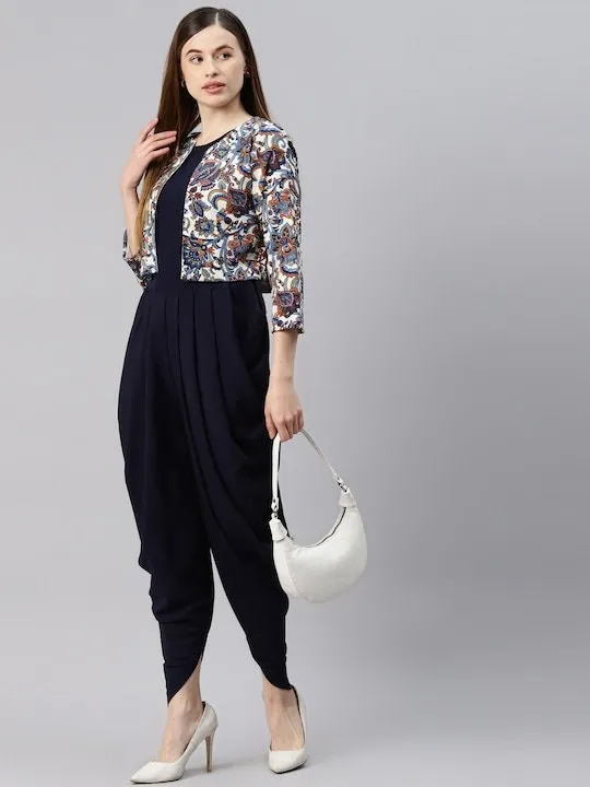 Designer Indian Dhoti Jumpsuit With Jacket For Women