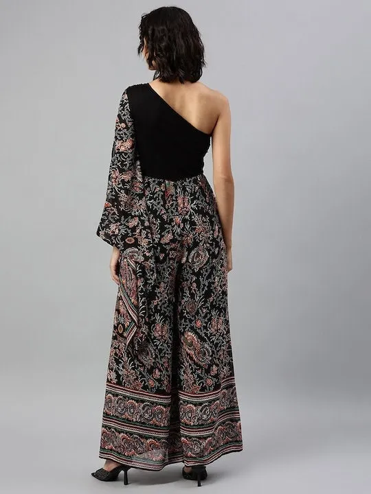 Designer Indian One Shoulder Sequin Jumpsuit For Women
