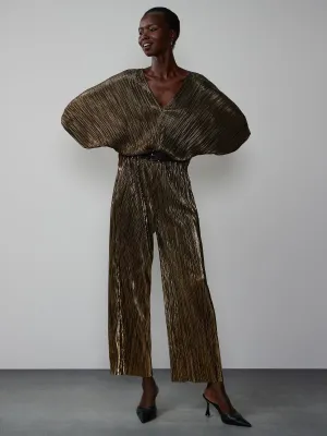 Dolman Sleeve Plisse Jumpsuit