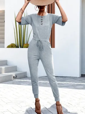 Easy Comfort Gray Jumpsuit Perfect Jogging Outfit