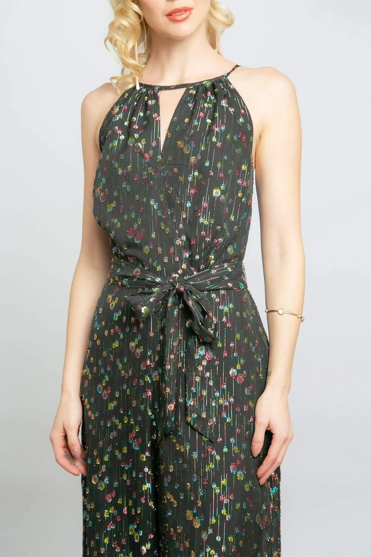 Edita Halter Metallic Clip Dot Jumpsuit