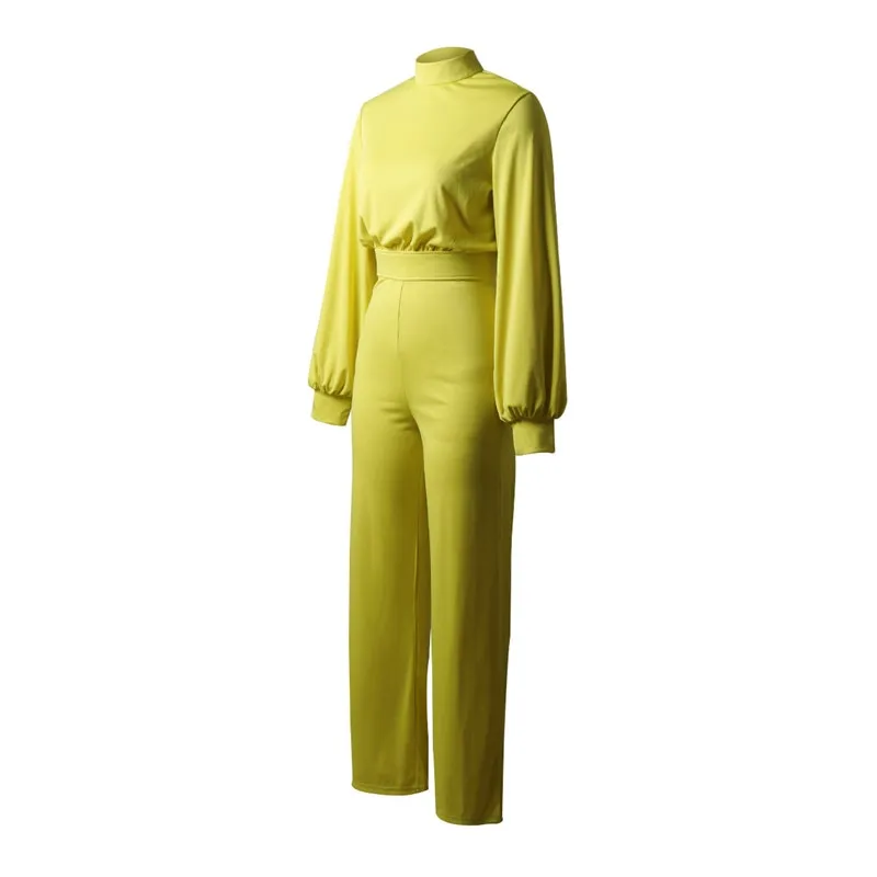 Elegant Long Sleeve Wide Leg Patns Jumpsuit