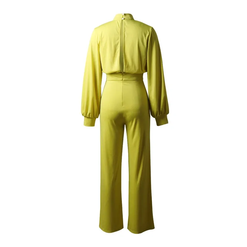 Elegant Long Sleeve Wide Leg Patns Jumpsuit
