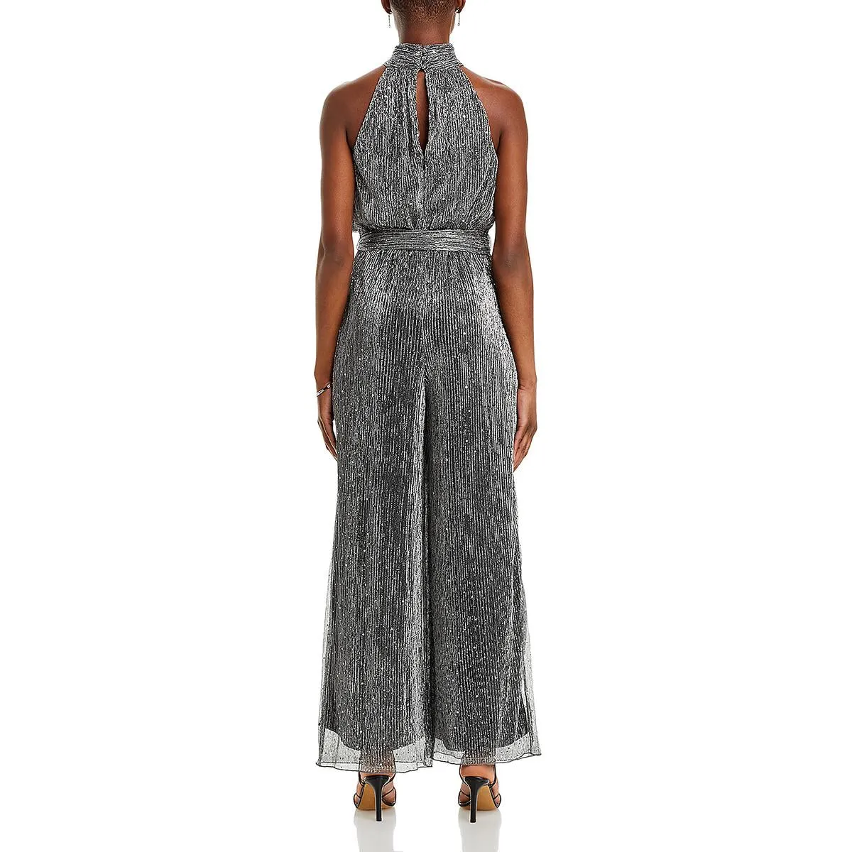 Eliza J Womens Metallic Halter Jumpsuit