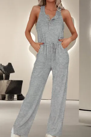 Everyday Escape Light Grey Jumpsuit with Drawstring