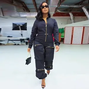 Fashion Big Pocket Cargo Jumpsuit