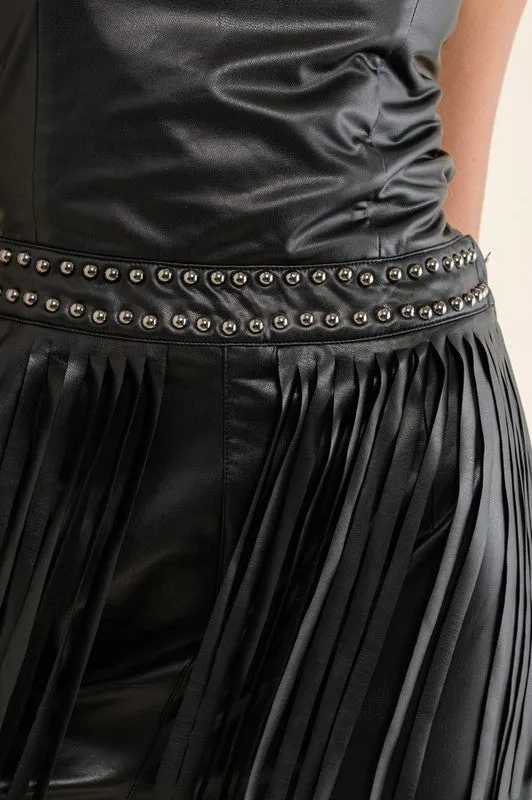 FINAL SALE!! Faux Leather Fringe Jumpsuit