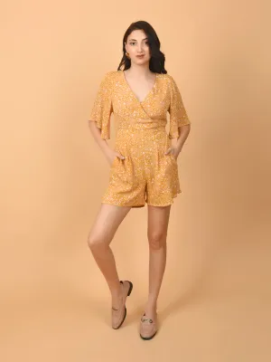 Flawless Mustard Beach Mini Playsuit For Women | MIA