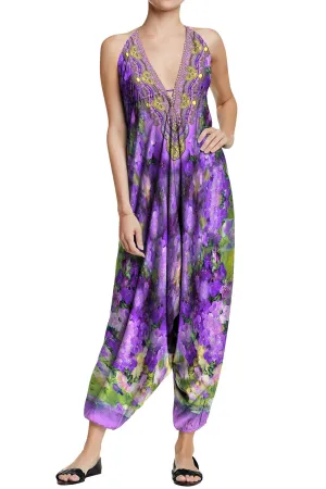 Floral Print Jumpsuit in Purple