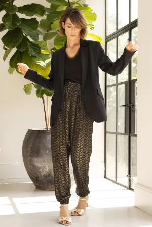Florence Gold Print Trousers (Black/Gold)