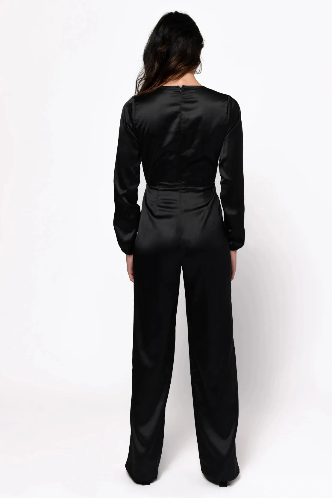 Front Tie Satin Jumpsuit