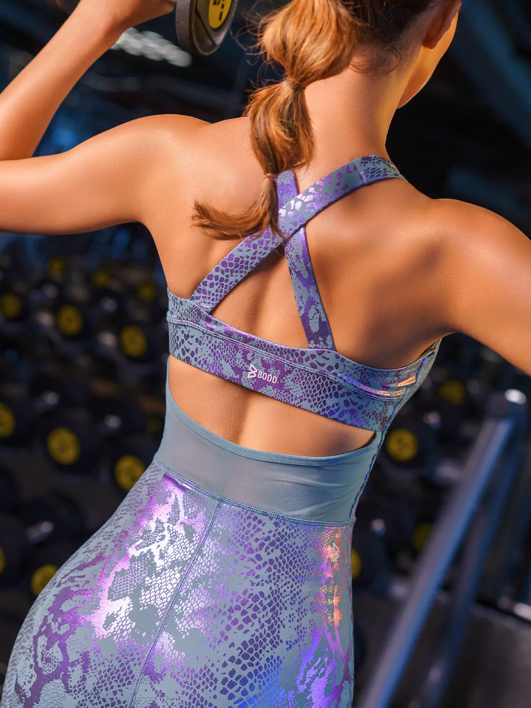 Functional Teal Metallic Snakeskin Bodysuit