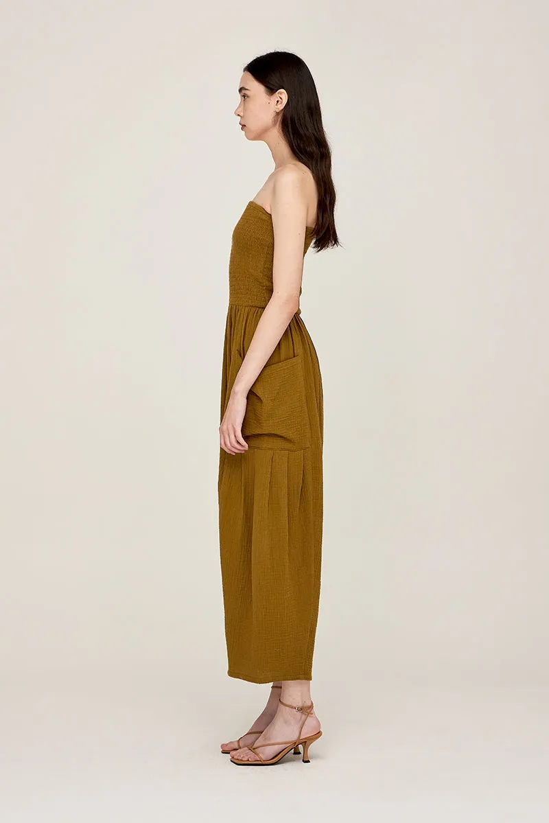 Gauze Strapless Cargo Jumpsuit