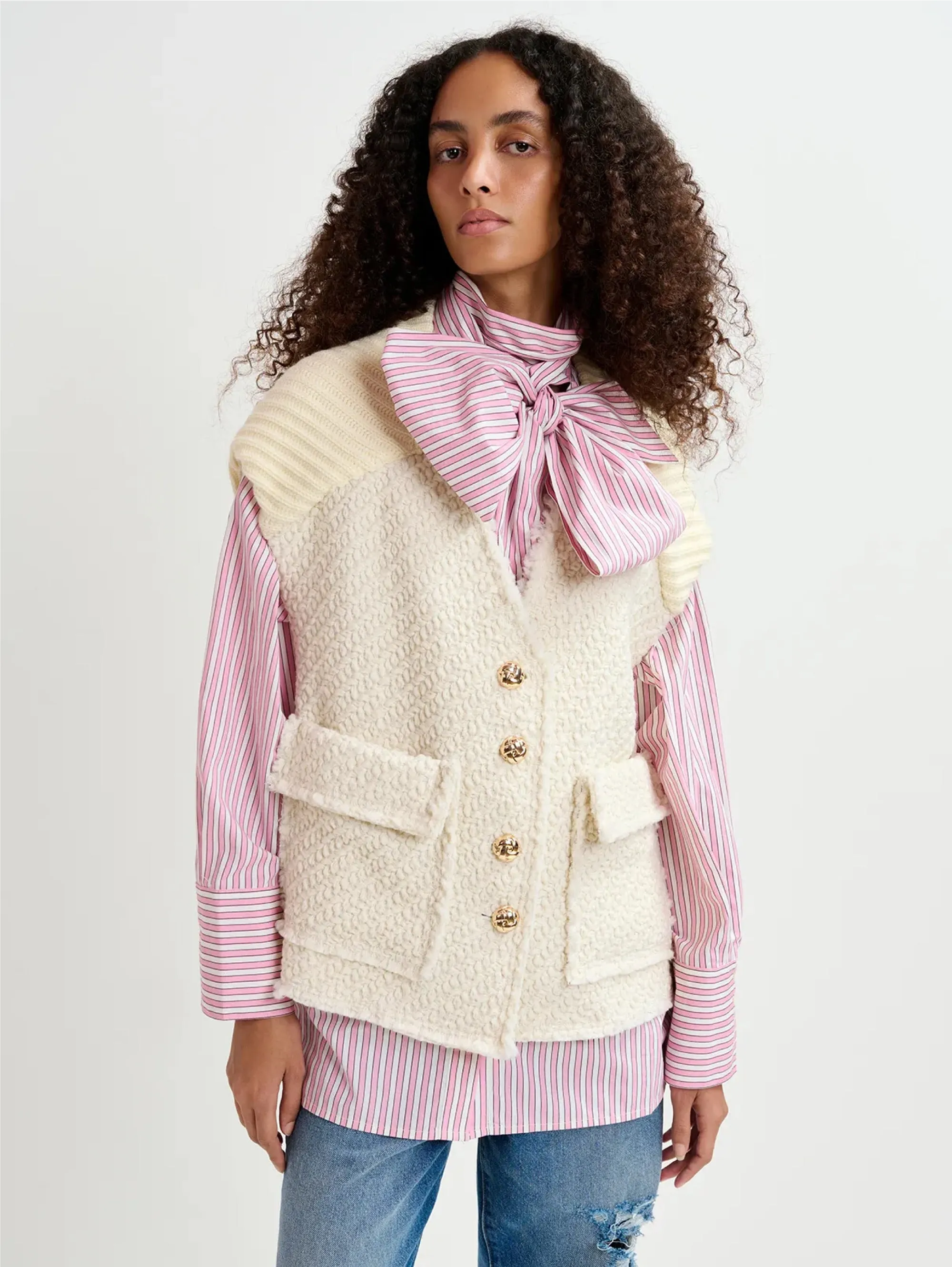 Gilet in Tweed Bianco