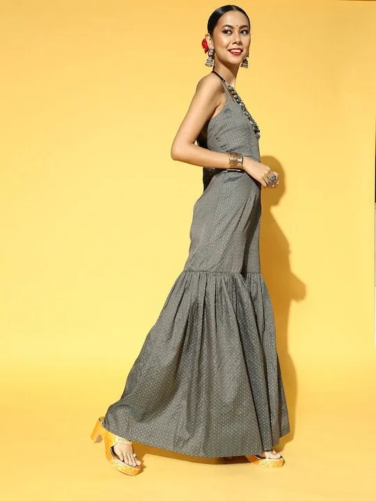 Grey Self Design Jumpsuit