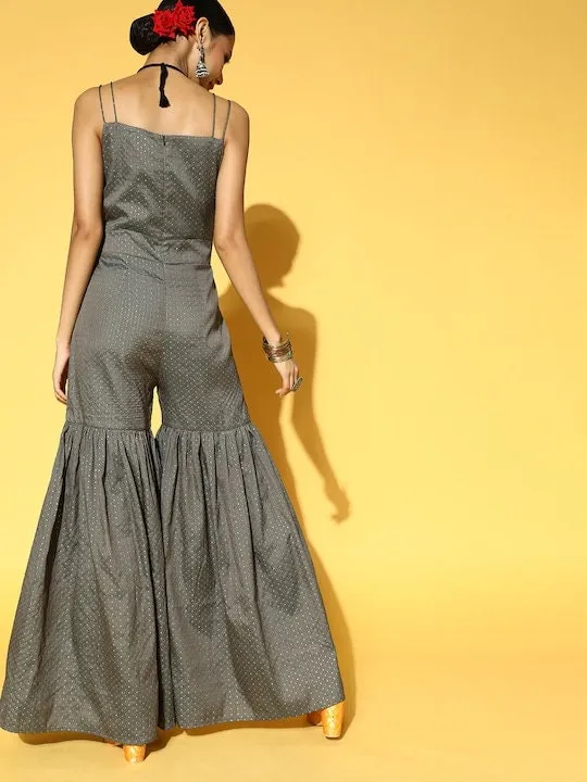 Grey Self Design Jumpsuit
