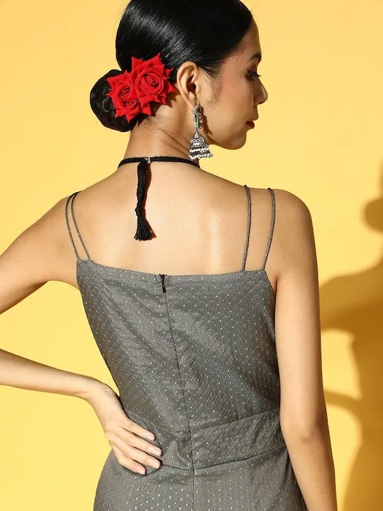 Grey Self Design Jumpsuit