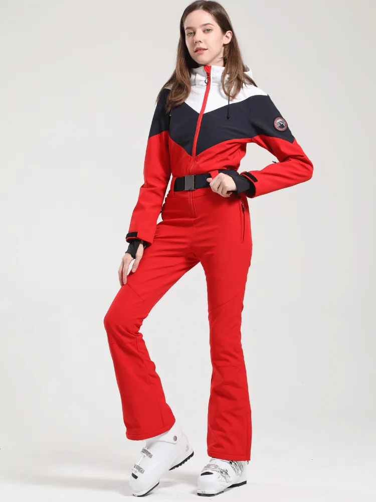 Gsou Snow Retro Belted Slim Ski Jumpsuit - US ONLY