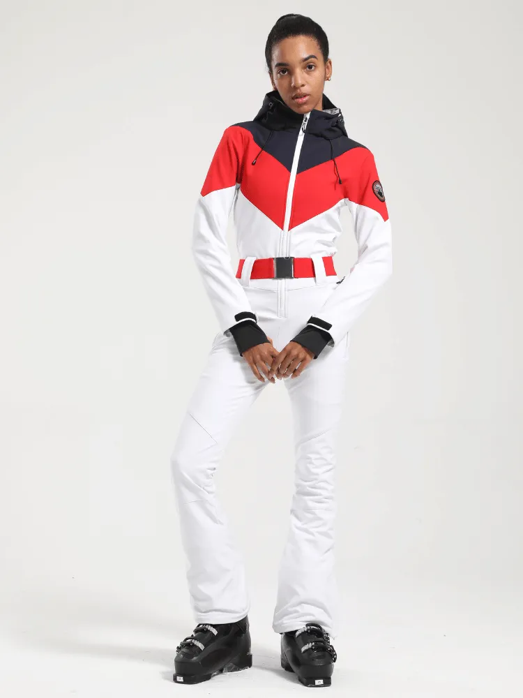 Gsou Snow Retro Belted Slim Ski Jumpsuit - US ONLY