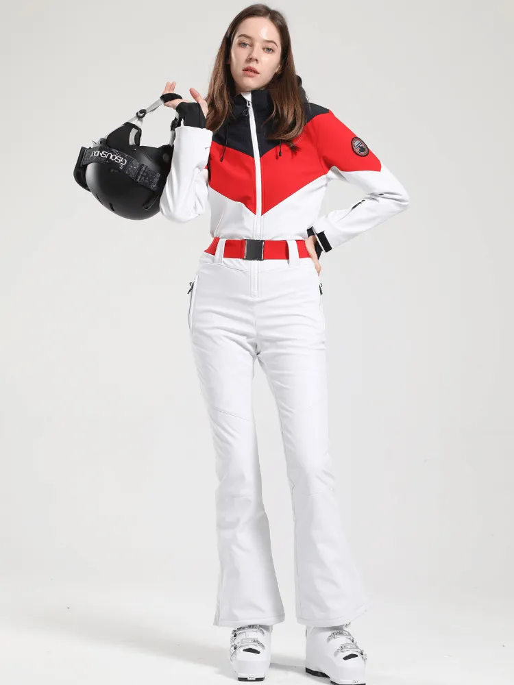 Gsou Snow Retro Belted Slim Ski Jumpsuit - US ONLY