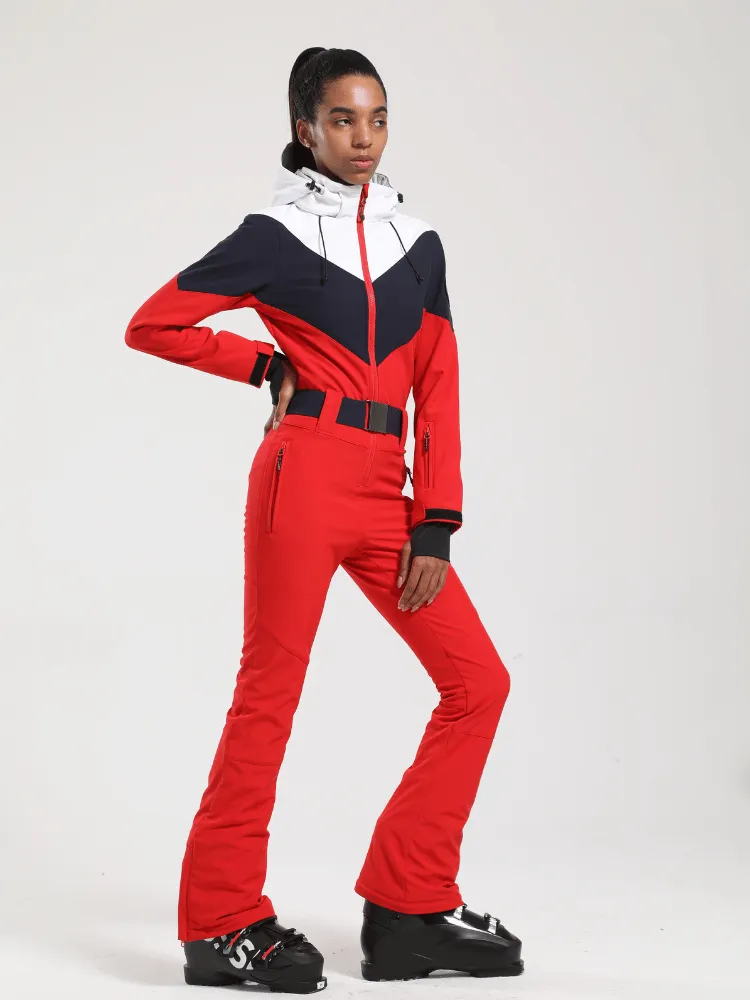 Gsou Snow Retro Belted Slim Ski Jumpsuit - US ONLY