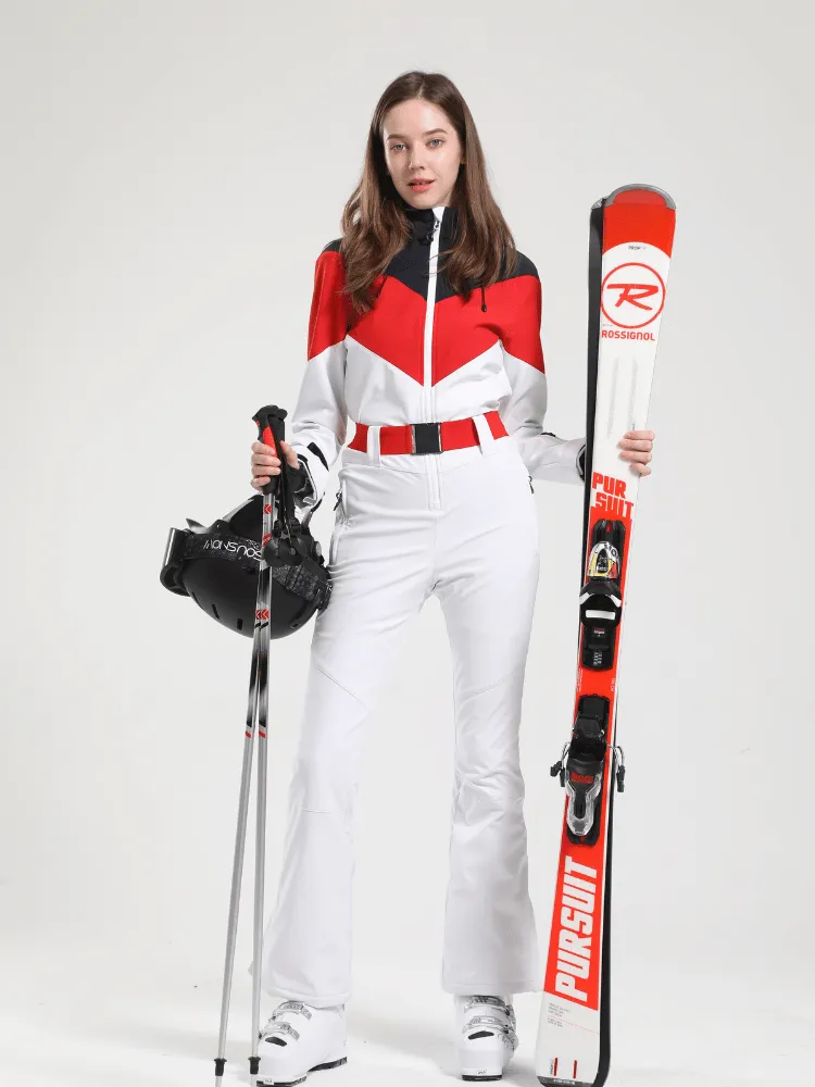 Gsou Snow Retro Belted Slim Ski Jumpsuit - US ONLY
