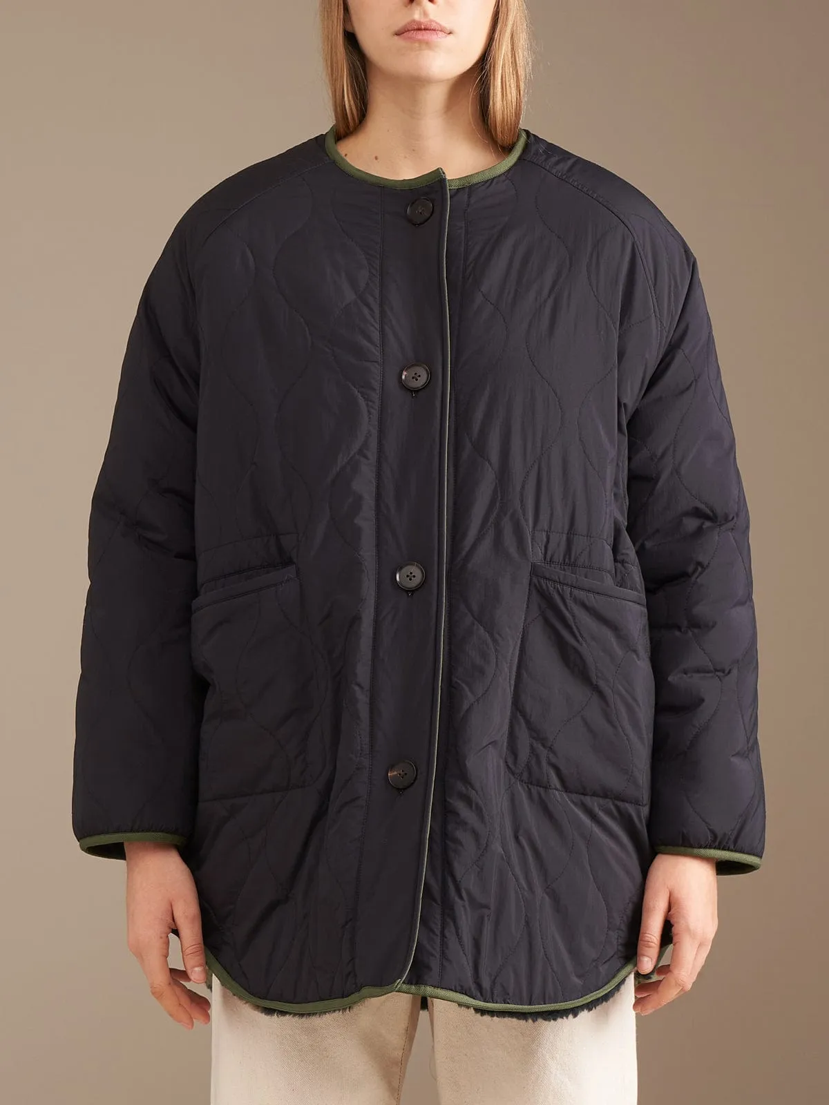 Hamon Coat Reversible- Black and Khaki