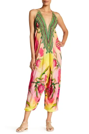 Harem Jumpsuit in Tulip Print Purple