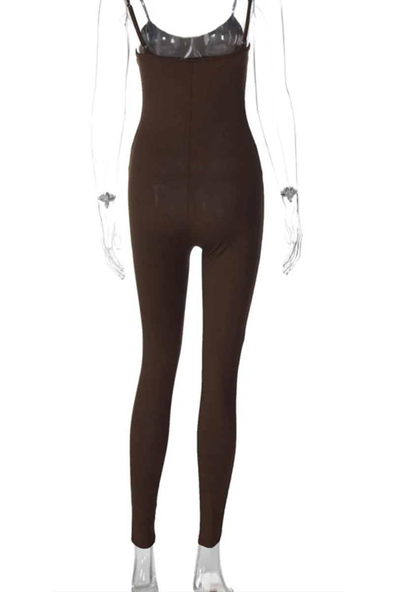 HJP3015 Sleeveless Rib-Knit Jumpsuit