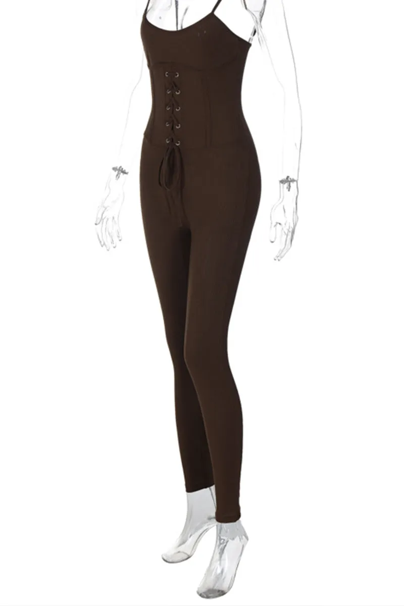 HJP3015 Sleeveless Rib-Knit Jumpsuit