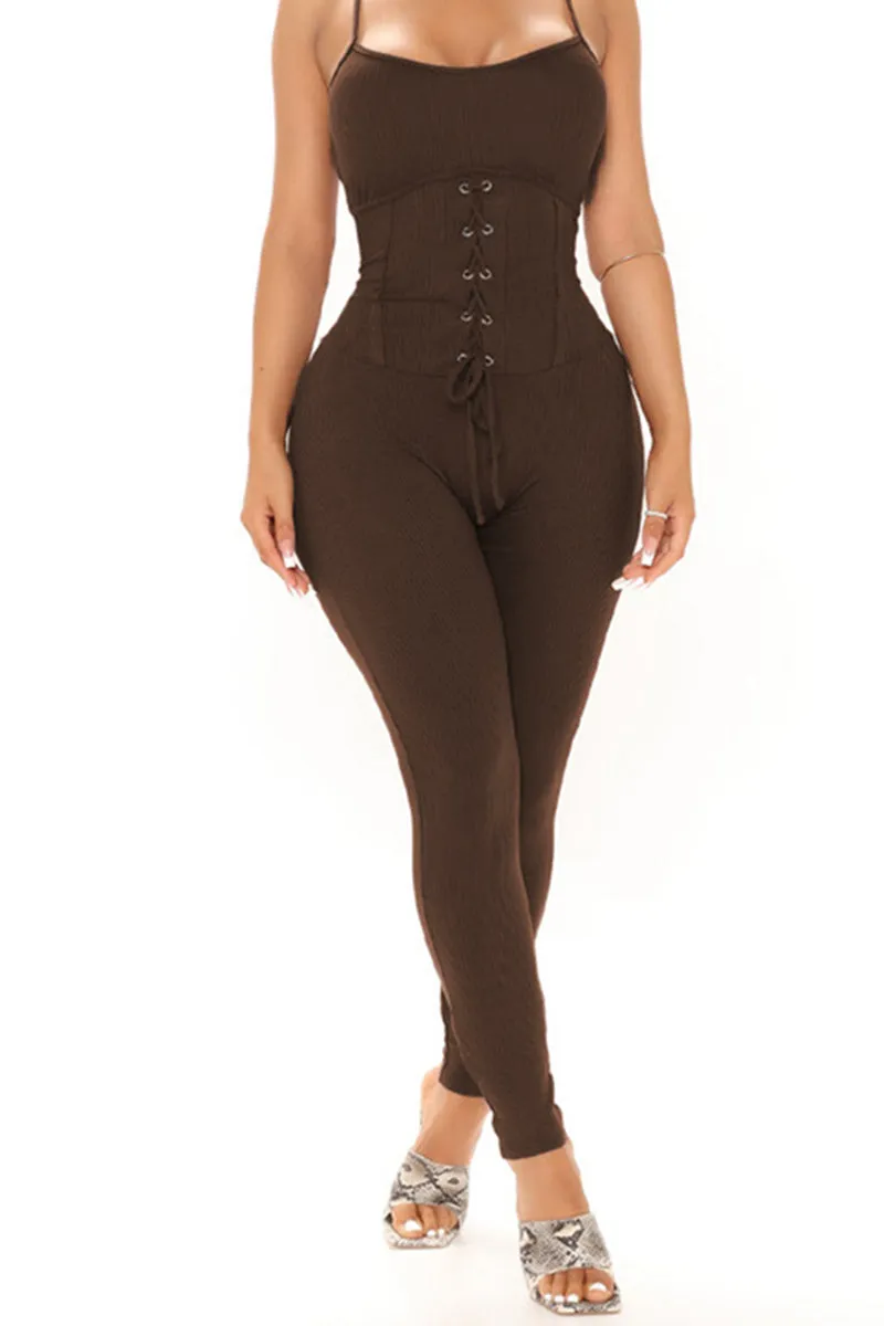 HJP3015 Sleeveless Rib-Knit Jumpsuit