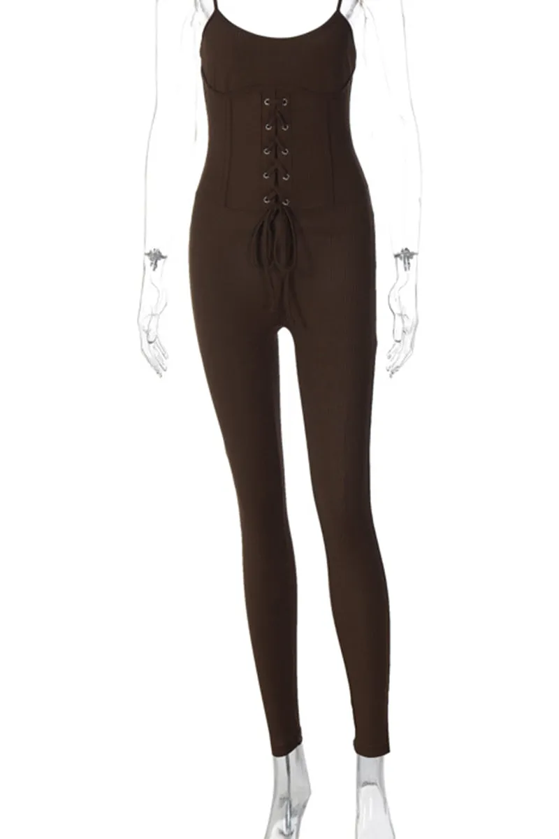 HJP3015 Sleeveless Rib-Knit Jumpsuit