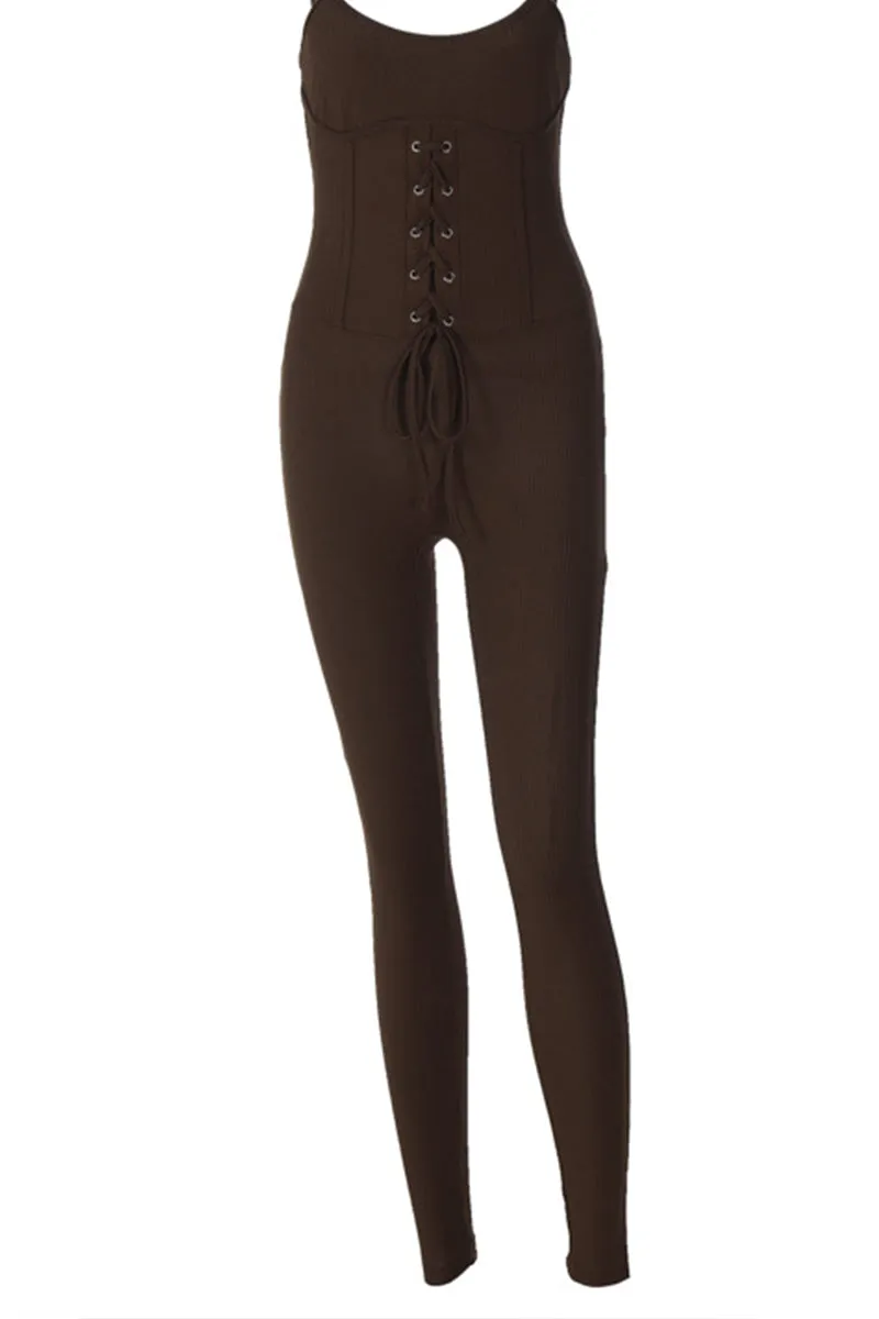 HJP3015 Sleeveless Rib-Knit Jumpsuit