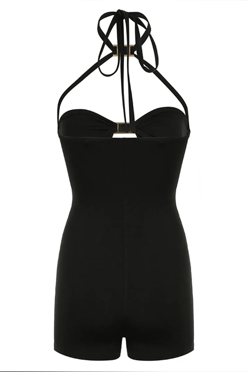 HJQ1037 Criss-Cross Hollow Out Rompers