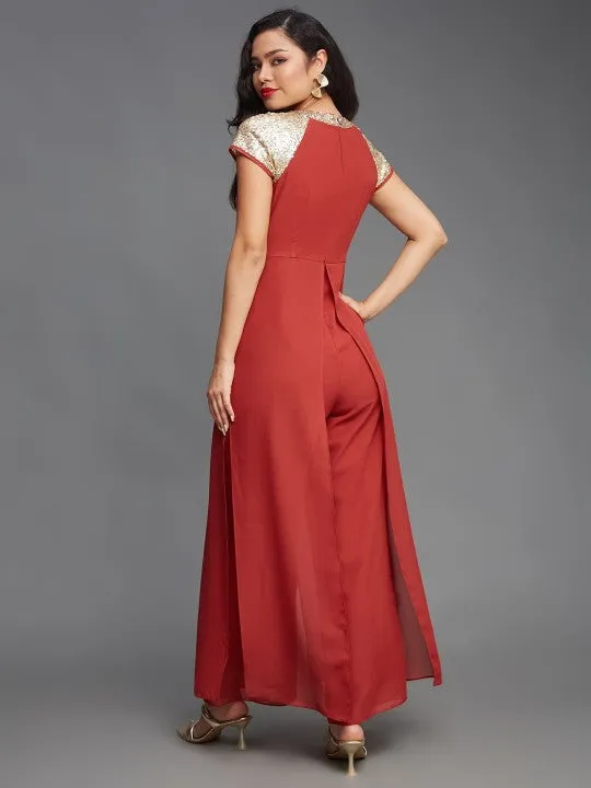 Indo Western Embellished Sequinned Jumpsuit For Women