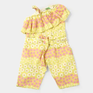 Infant Girls Cotton Jumpsuit - Yellow