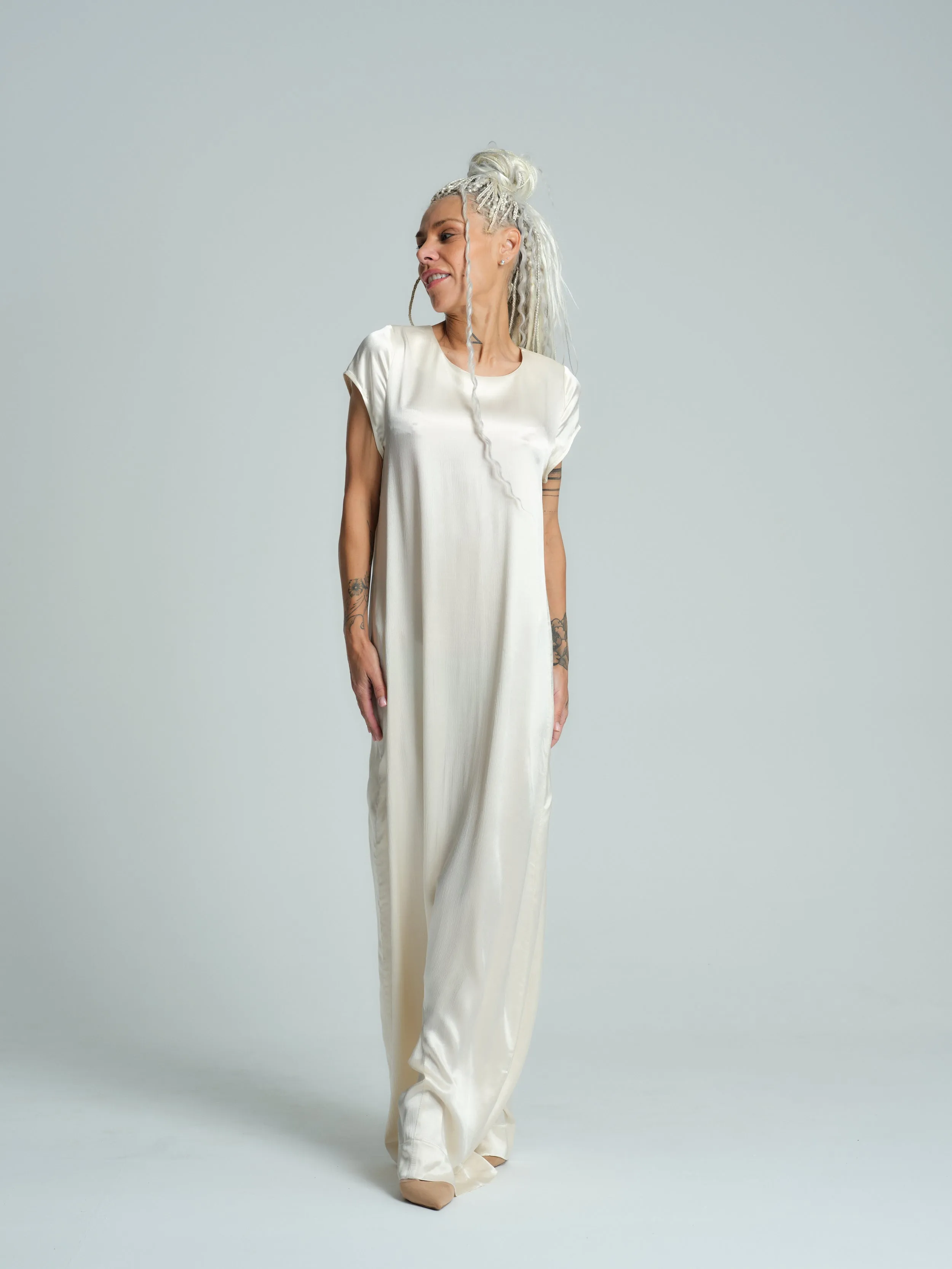 Ivory Satin Jumpsuit