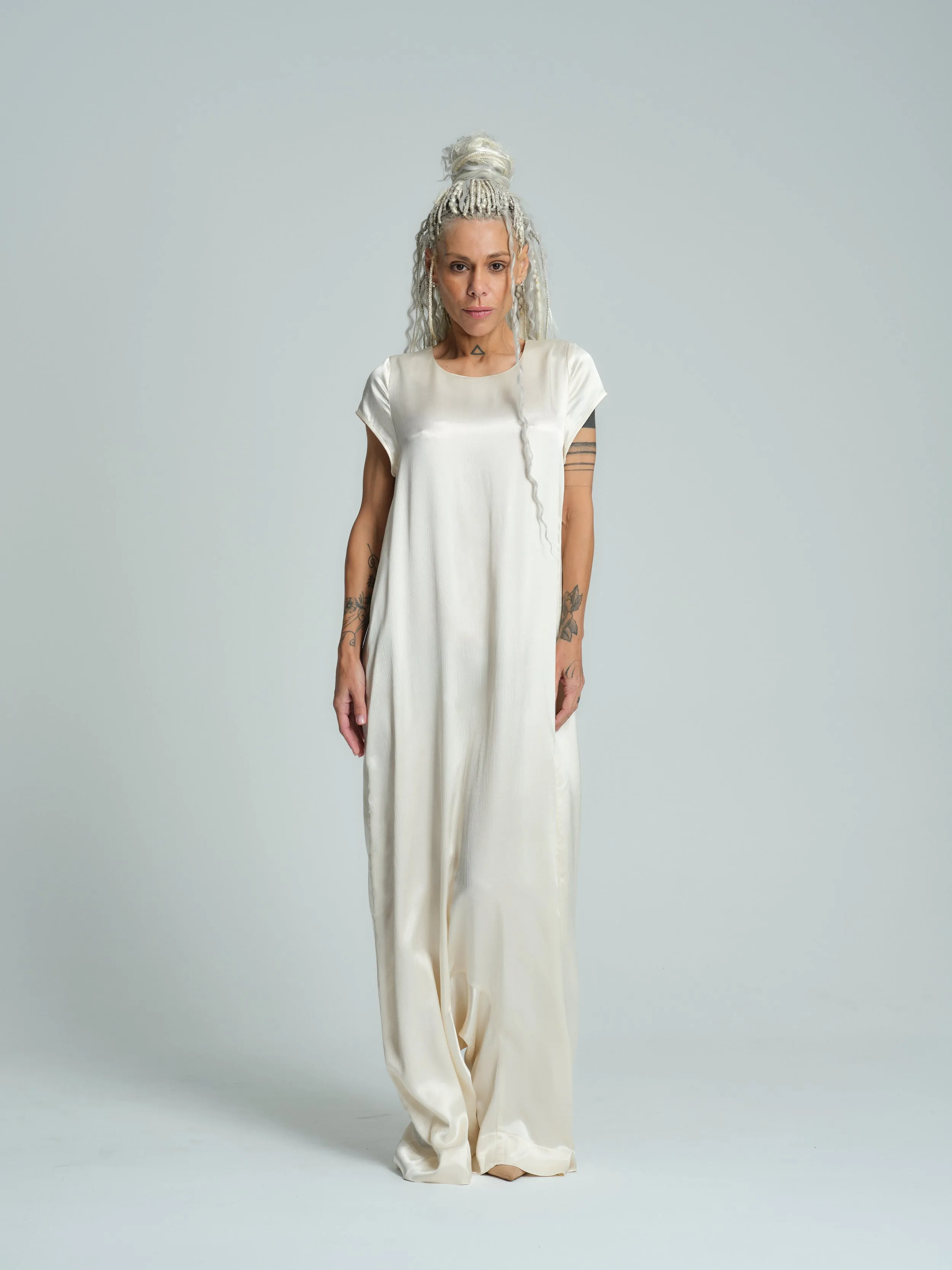 Ivory Satin Jumpsuit