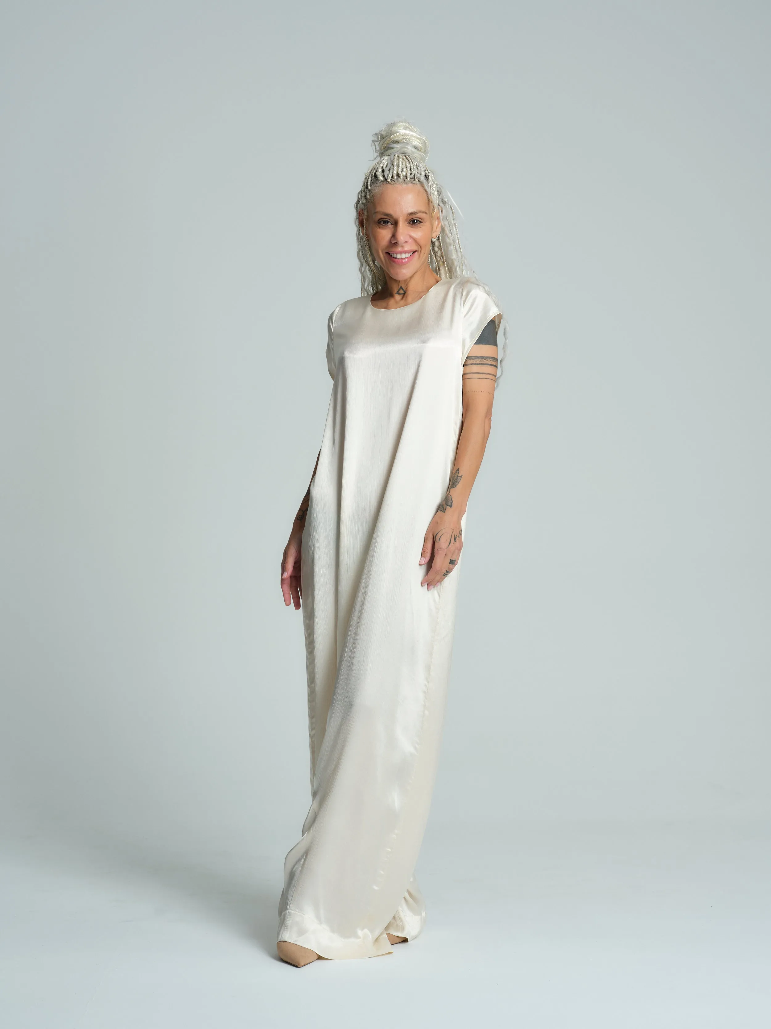 Ivory Satin Jumpsuit