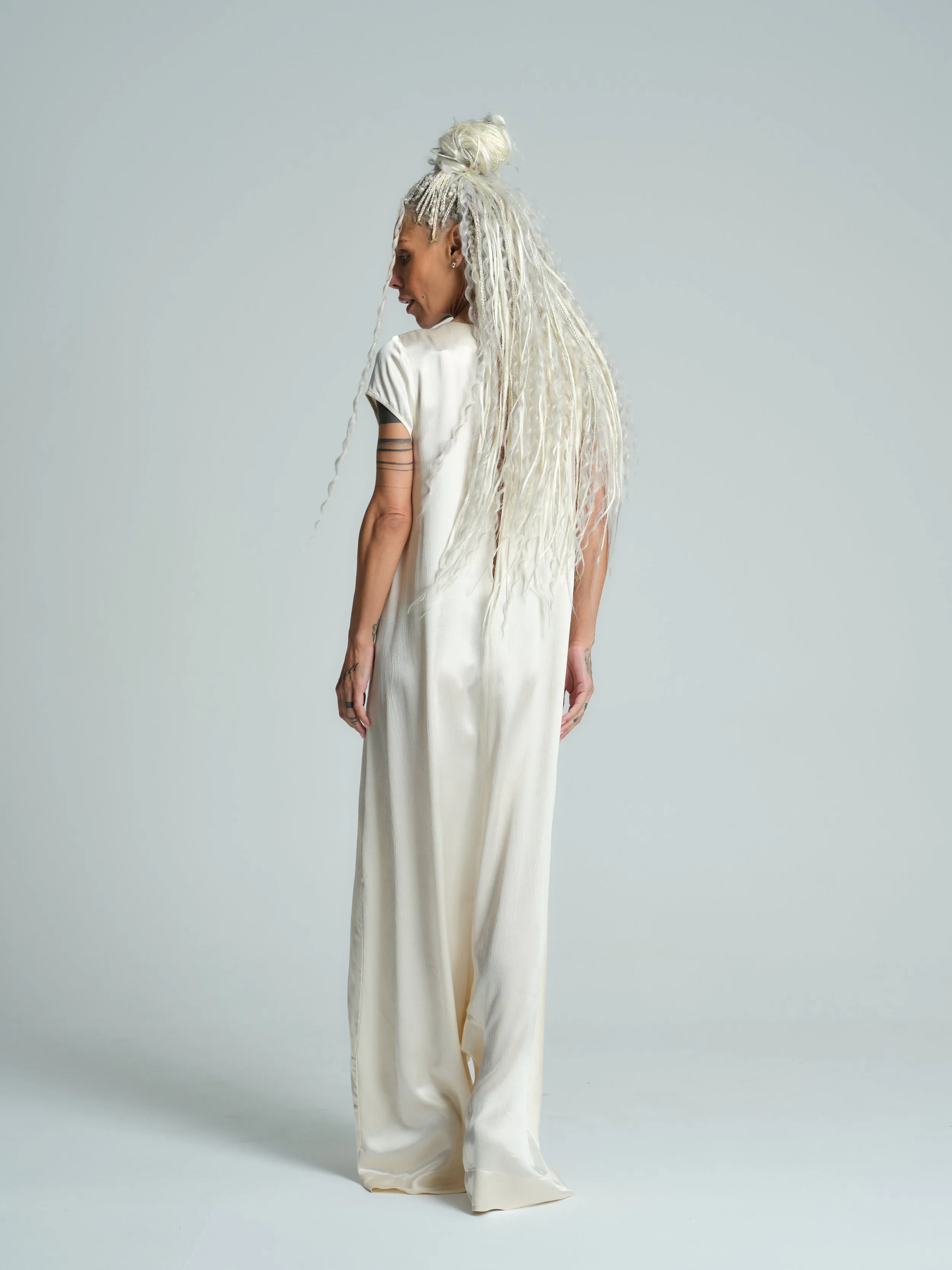 Ivory Satin Jumpsuit