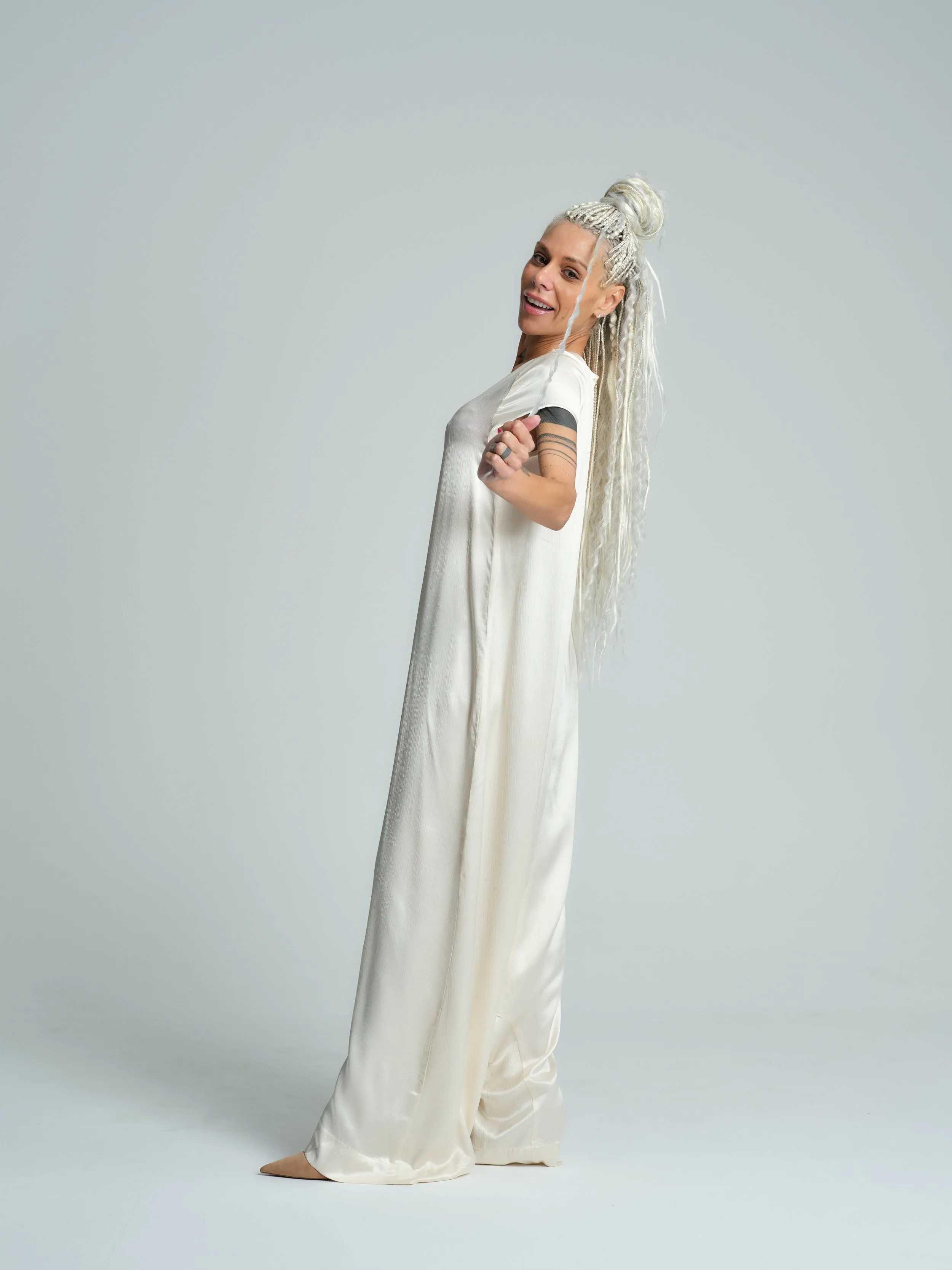 Ivory Satin Jumpsuit