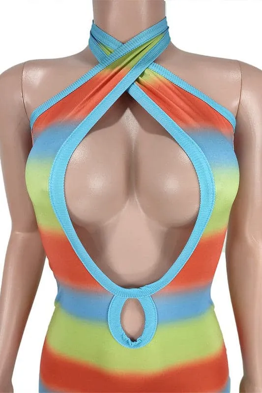JA207 Halter Rainbow Rompers