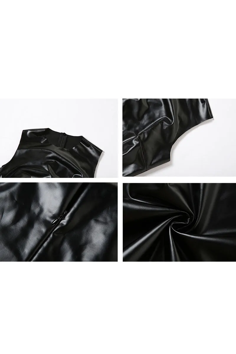 JD479 Sleeveless Vinyl Rompers