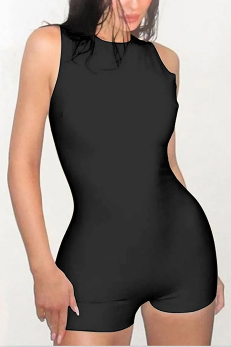 JD479 Sleeveless Vinyl Rompers