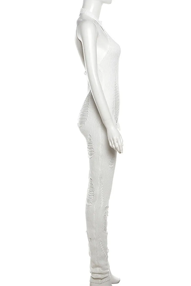 JD480 Crochet Halter Jumpsuits