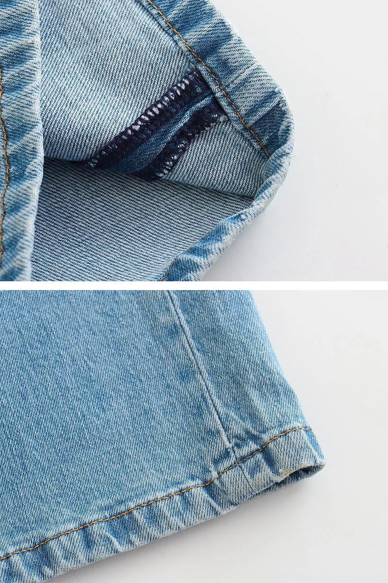 JD833 Plunging Halter Denim Jumpsuit