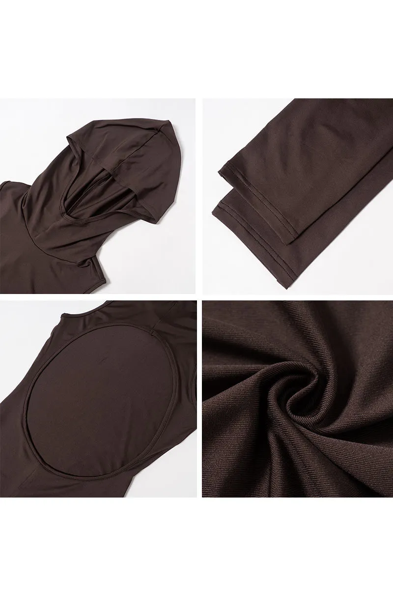 JG694 Hooded Backless Jumpsuit
