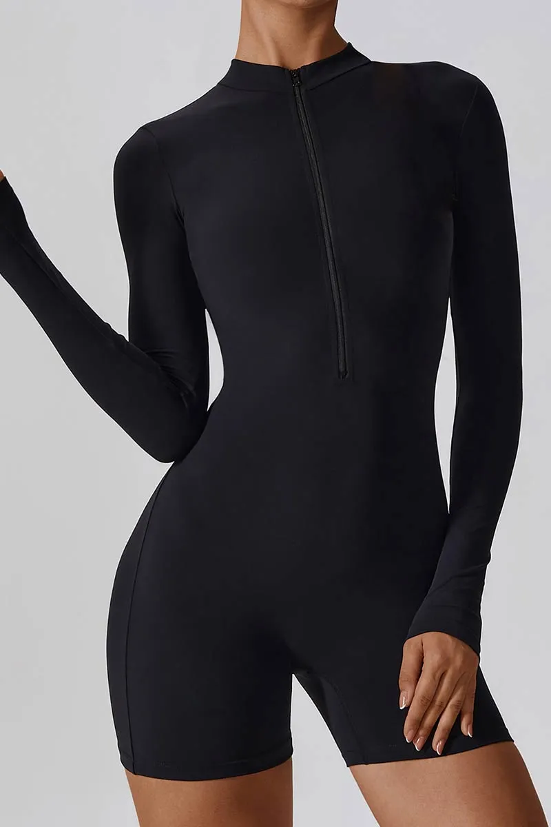 JG704 Solid Long Sleeve Romper